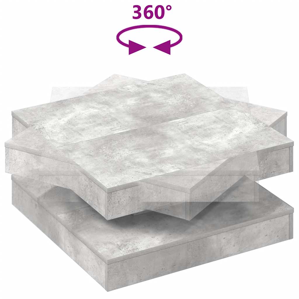 Table basse rotative à 360 degrés gris béton 70x70x34,5 cm - XIOS