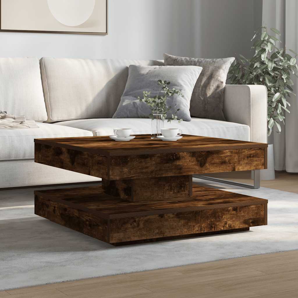 Table basse rotative à 360 degrés chêne fumé 70x70x34,5 cm - XIOS