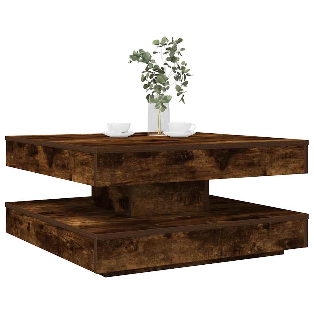 Table basse rotative à 360 degrés chêne fumé 70x70x34,5 cm - XIOS