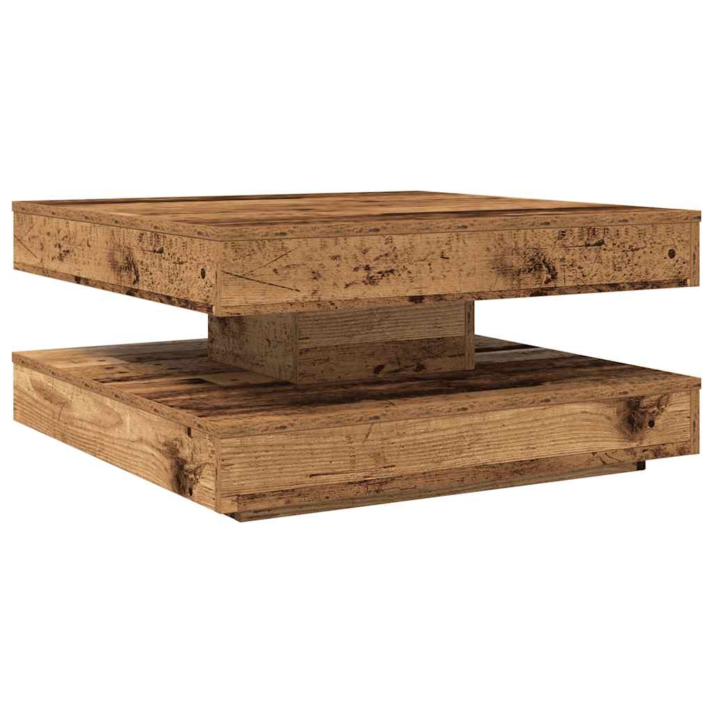 Table basse rotative à 360 degrés vieux bois 70x70x34,5 cm - XIOS