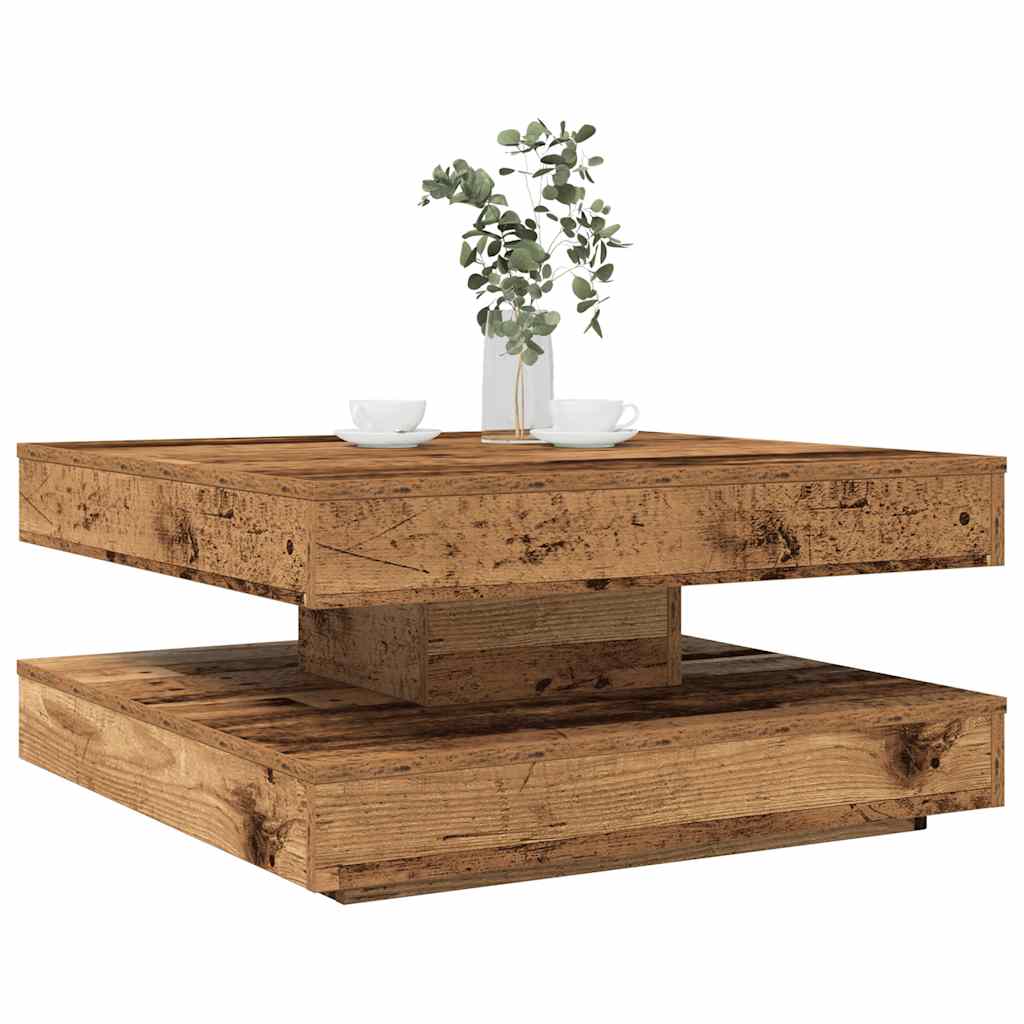 Table basse rotative à 360 degrés vieux bois 70x70x34,5 cm - XIOS