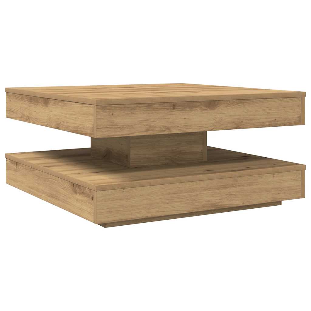Table basse rotative à 360 degrés chêne artisanal 70x70x34,5 cm - XIOS