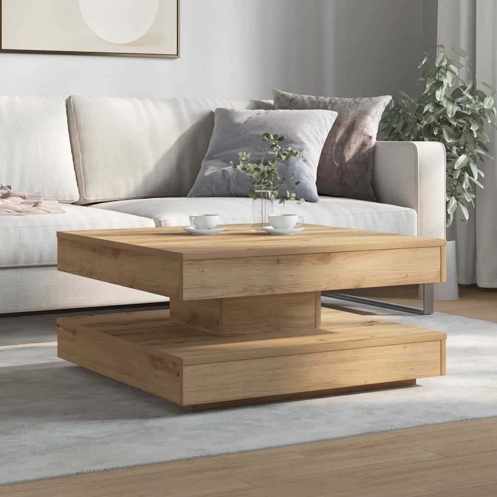 Table basse rotative à 360 degrés chêne artisanal 70x70x34,5 cm - XIOS