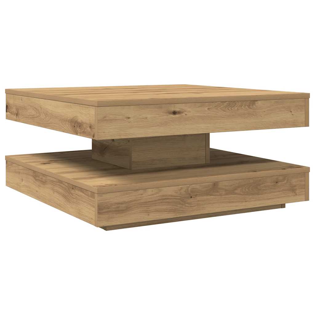 Table basse rotative à 360 degrés chêne artisanal 70x70x34,5 cm - XIOS