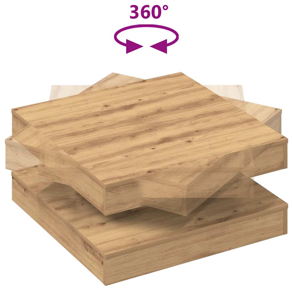 Table basse rotative à 360 degrés chêne artisanal 70x70x34,5 cm - XIOS