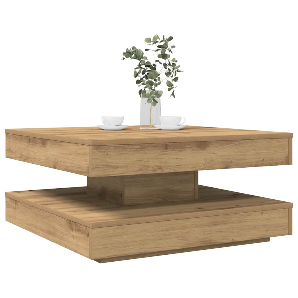 Table basse rotative à 360 degrés chêne artisanal 70x70x34,5 cm - XIOS
