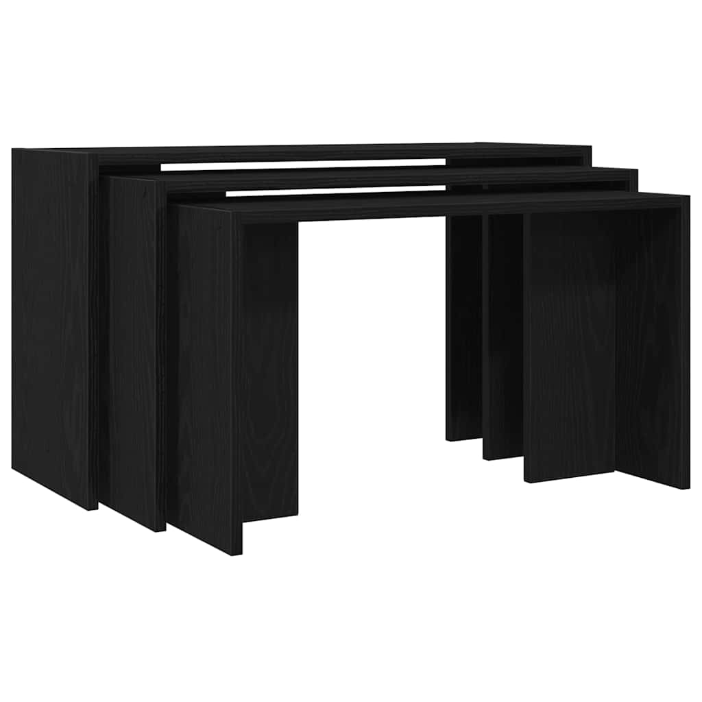 Tables gigognes 3 pcs noir bois d'ingénierie - XIOS