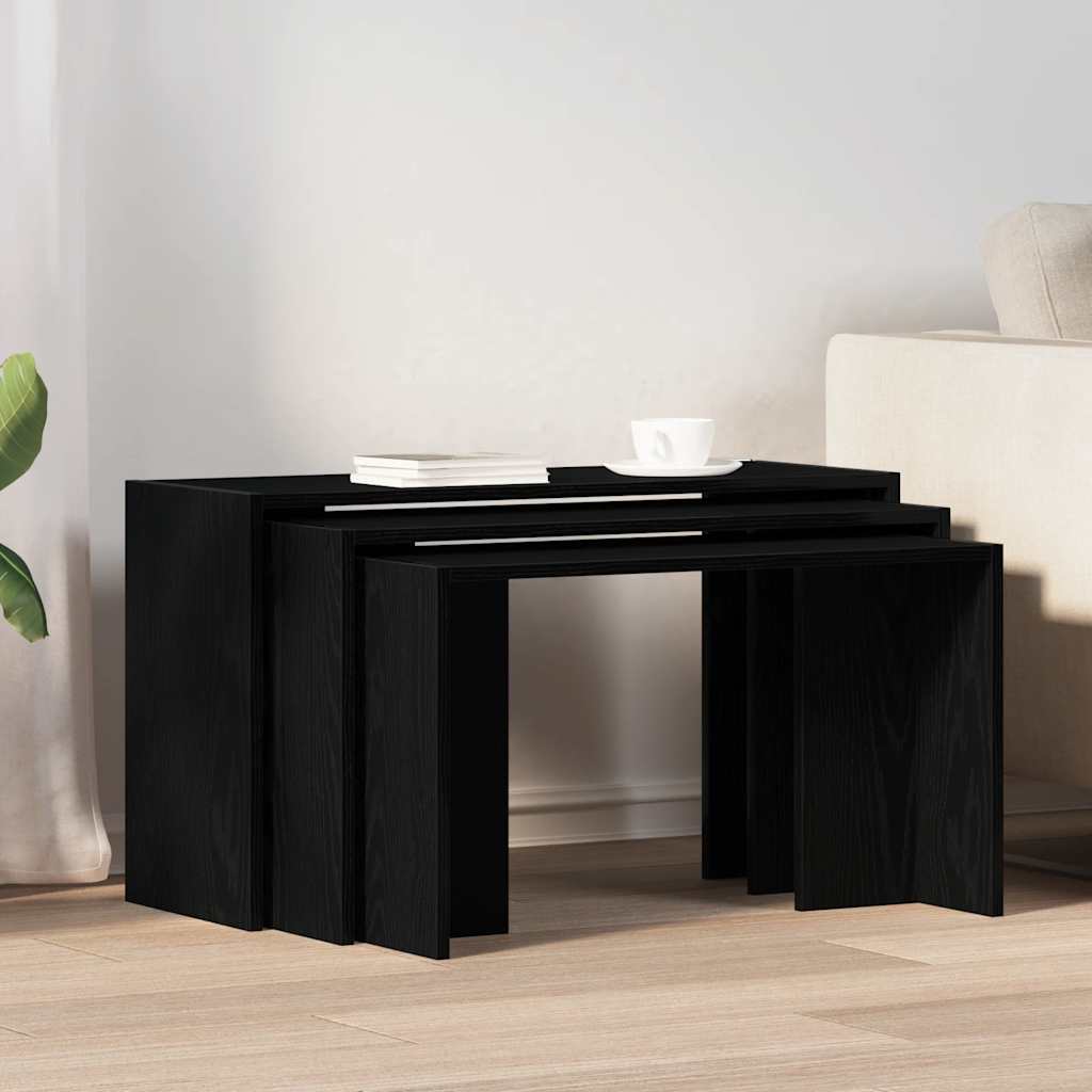 Tables gigognes 3 pcs noir bois d'ingénierie - XIOS