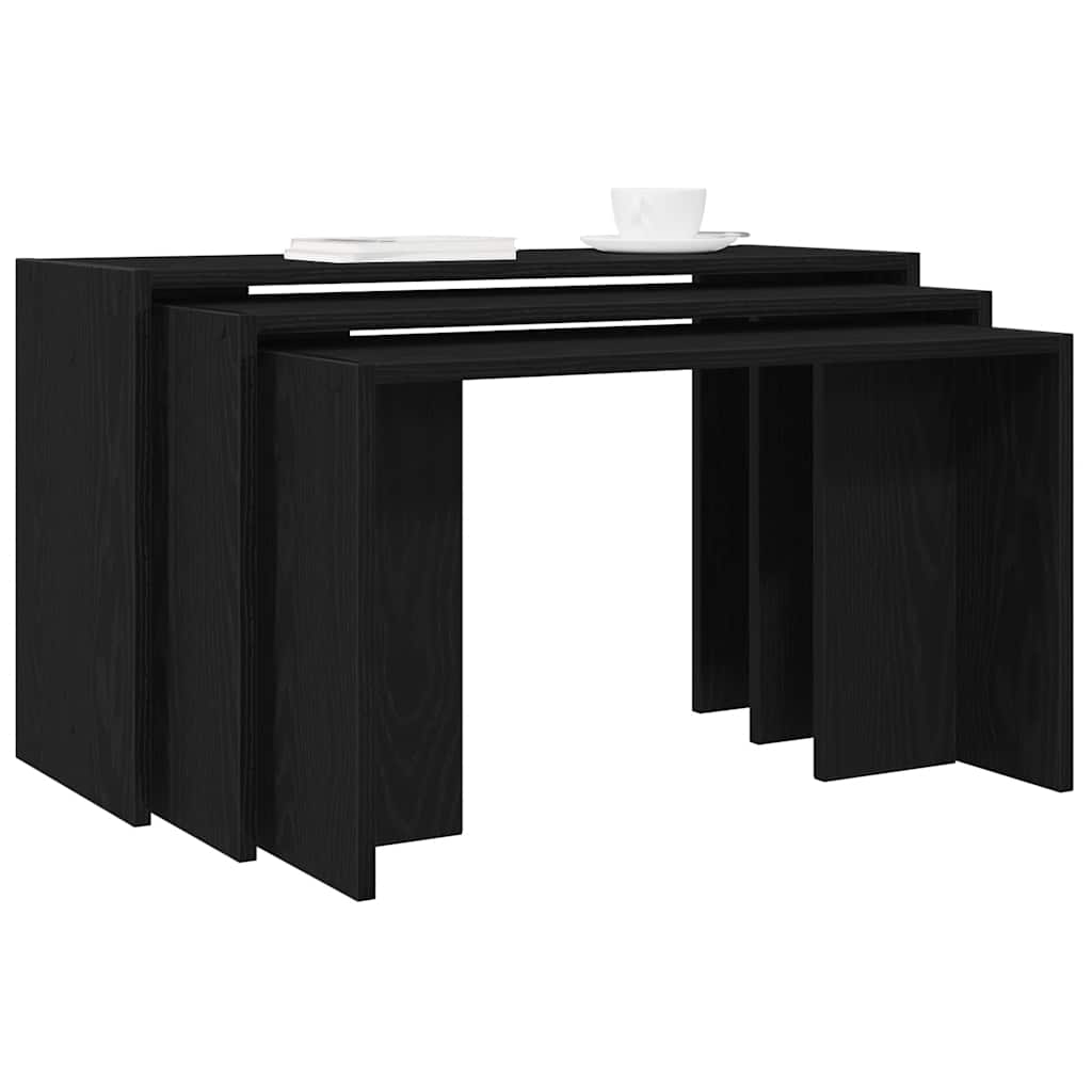 Tables gigognes 3 pcs noir bois d'ingénierie - XIOS