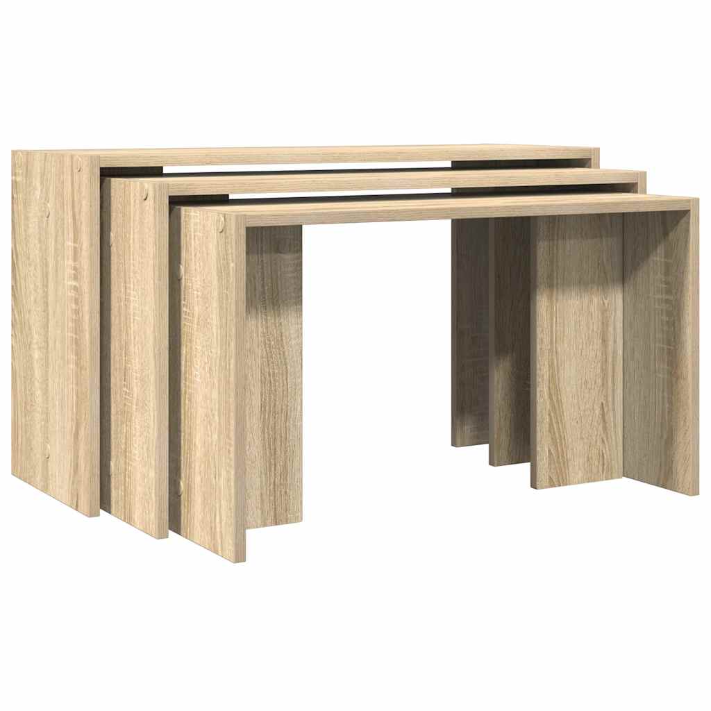 Tables gigognes 3 pcs chêne sonoma bois d'ingénierie