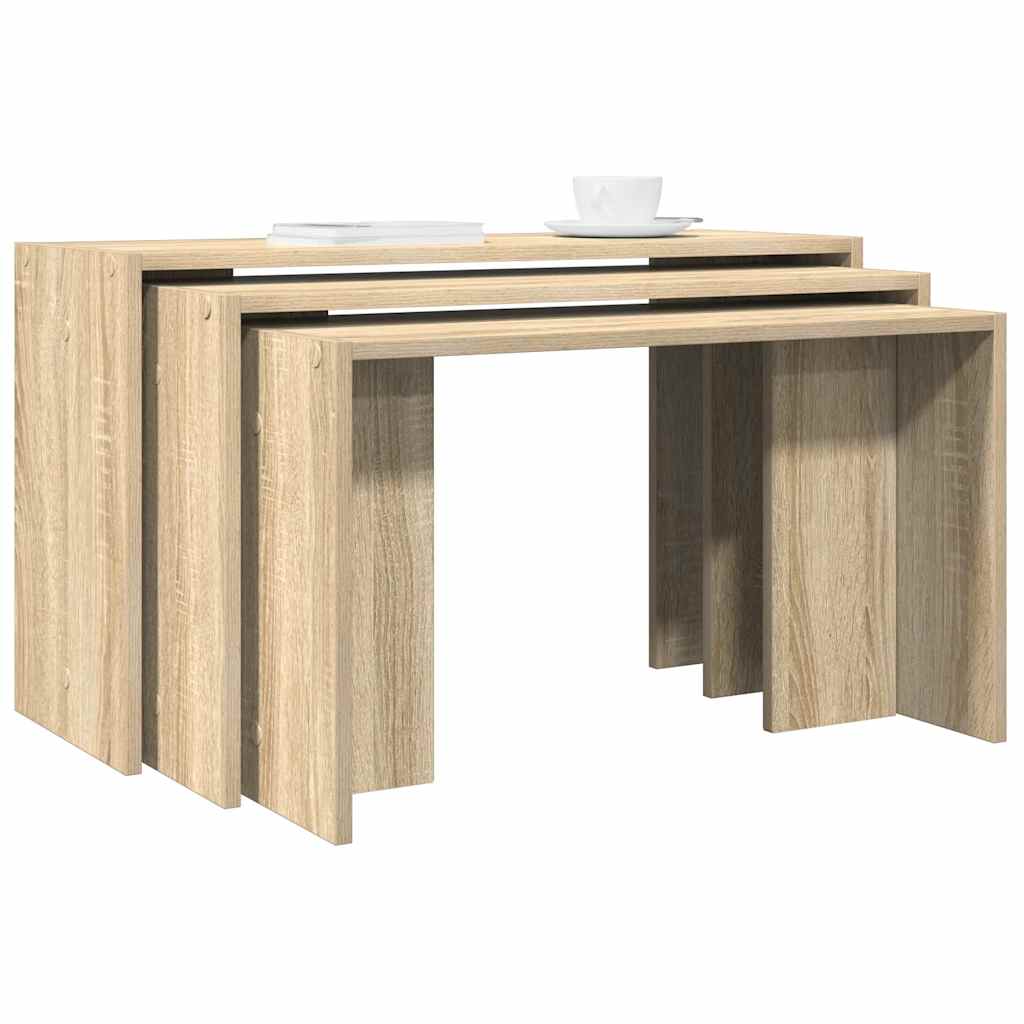 Tables gigognes 3 pcs chêne sonoma bois d'ingénierie - XIOS
