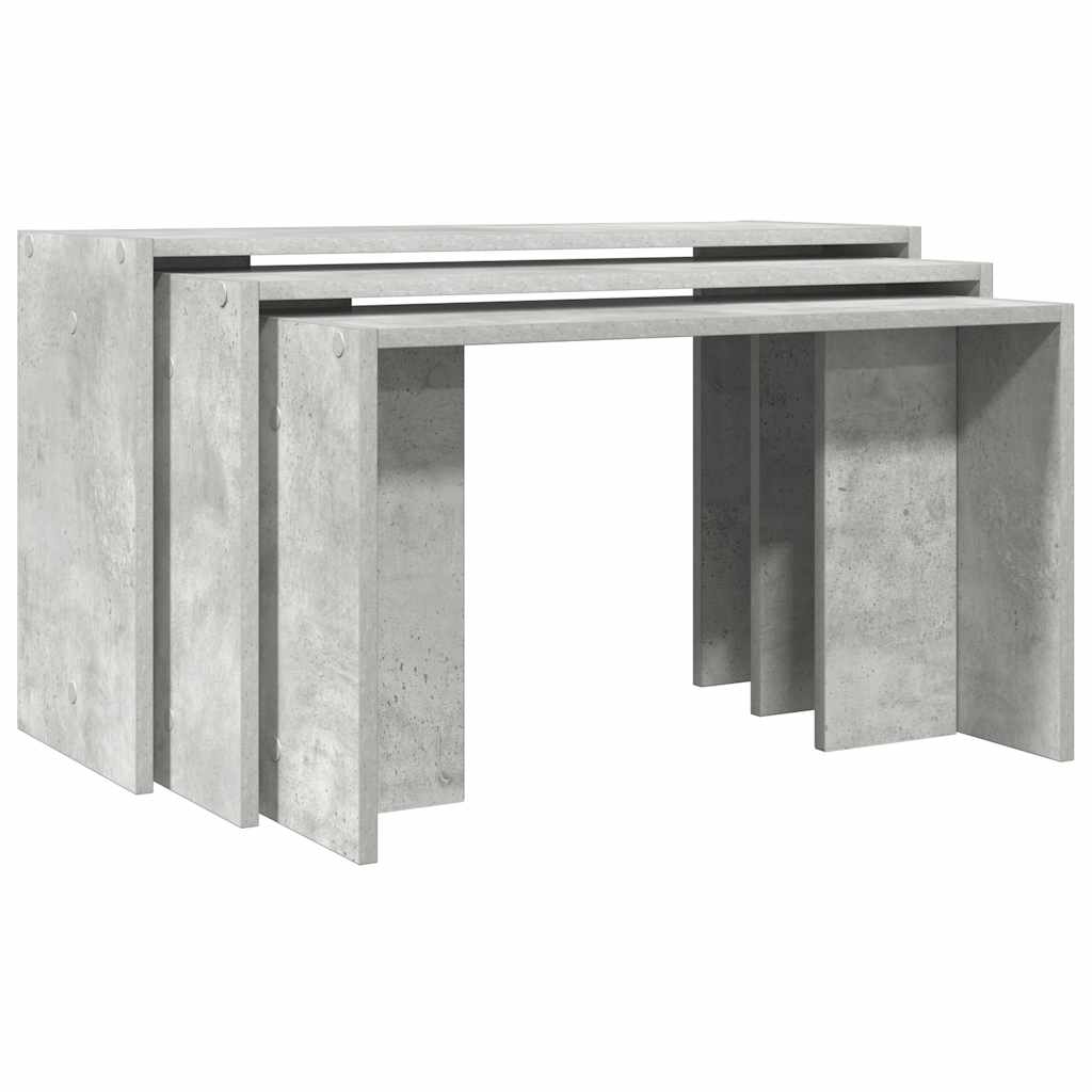 Tables gigognes 3 pcs gris béton bois d'ingénierie - XIOS