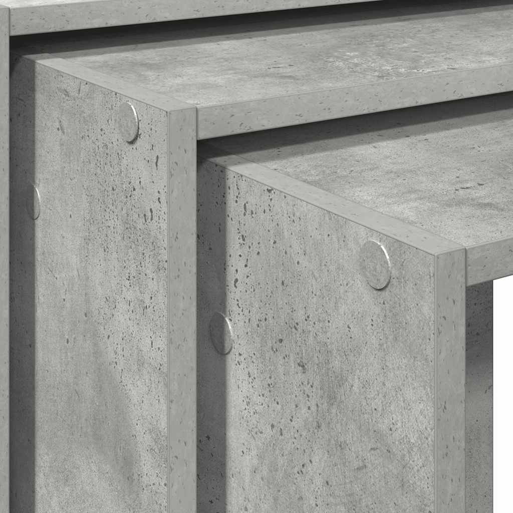 Tables gigognes 3 pcs gris béton bois d'ingénierie - XIOS