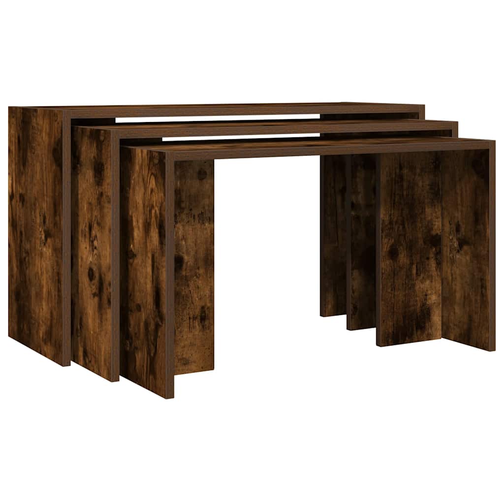 Tables gigognes 3 pcs chêne fumé bois d'ingénierie - XIOS