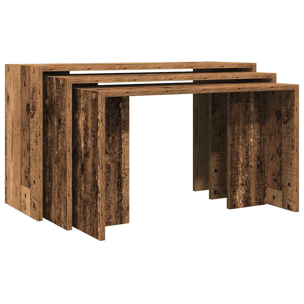 Tables gigognes 3 pcs vieux bois bois d'ingénierie - XIOS