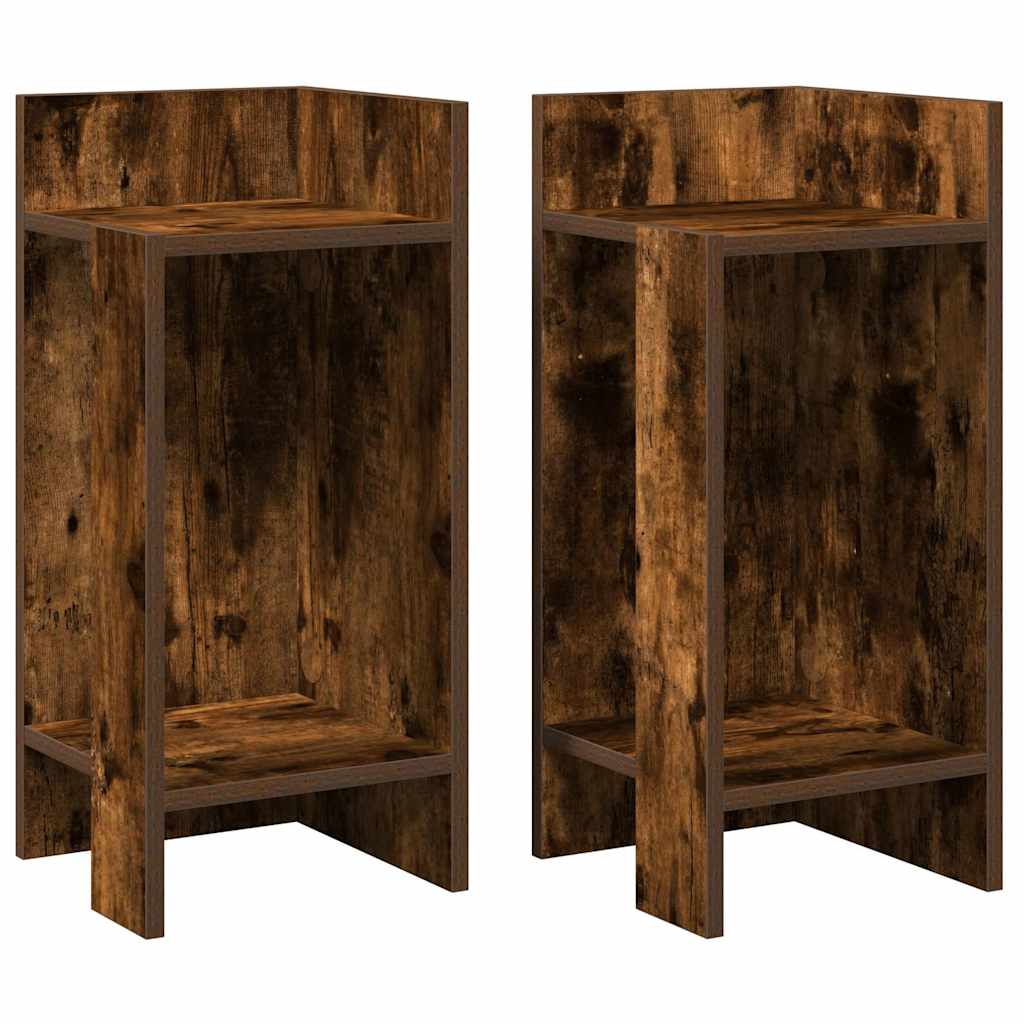 Tables d'appoint 2 pcs avec étagère chêne fumé 25,5x27x60 cm - XIOS