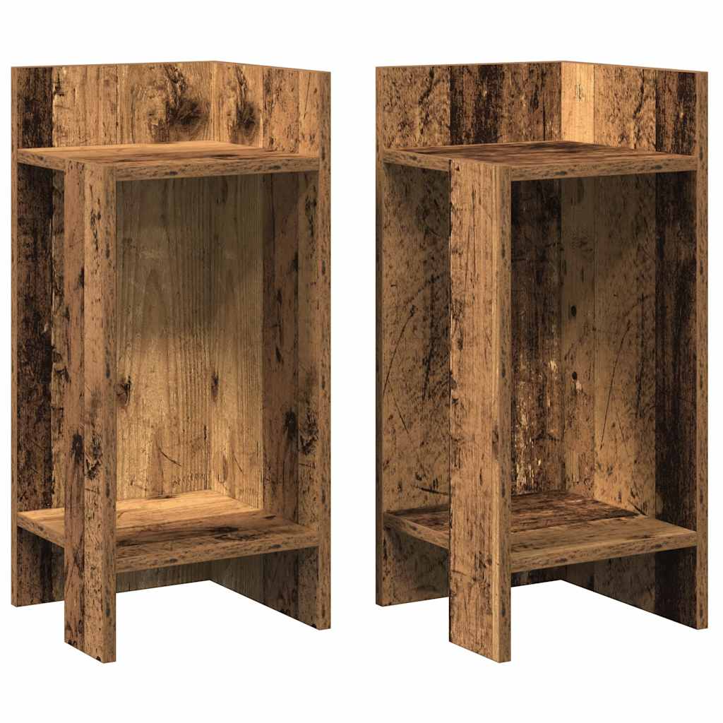 Tables d'appoint 2 pcs avec étagère vieux bois 25,5x27x60 cm - XIOS