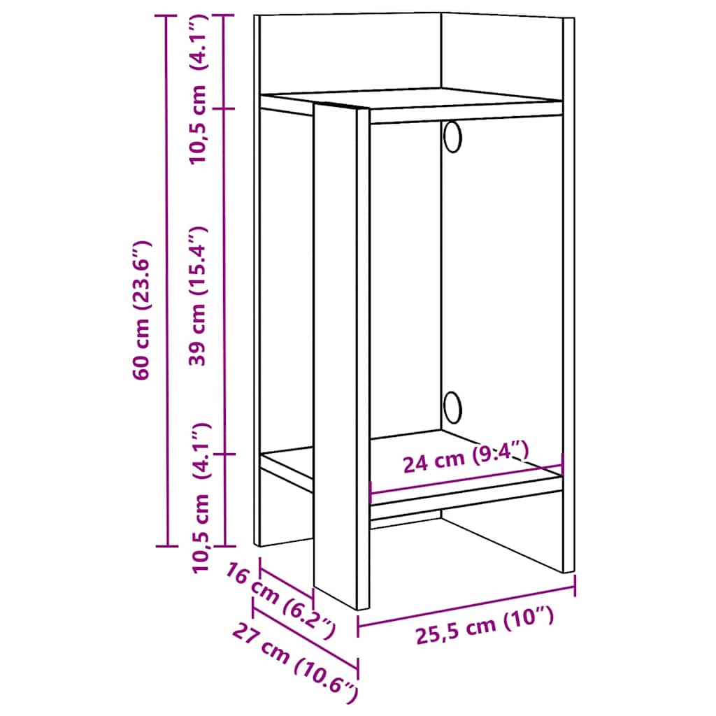 Tables d'appoint 2 pcs avec étagère vieux bois 25,5x27x60 cm - XIOS