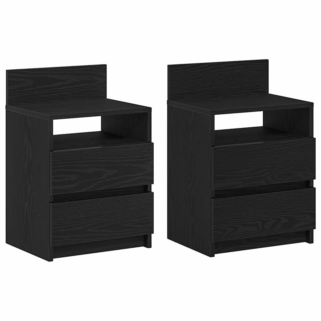 Tables de chevet (lot de 2) avec 2 tiroirs noires 40 x 33 x 60 cm - XIOS