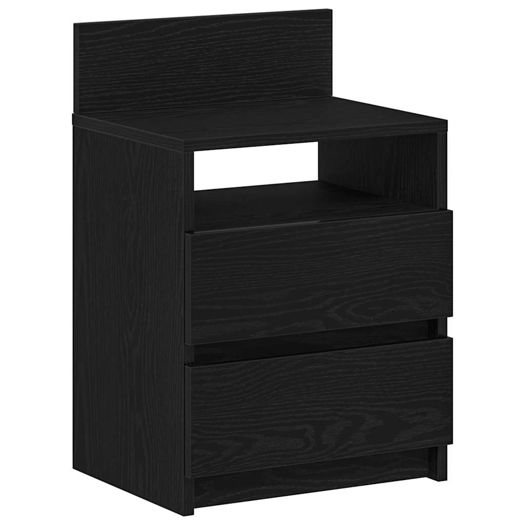 Tables de chevet (lot de 2) avec 2 tiroirs noires 40 x 33 x 60 cm - XIOS