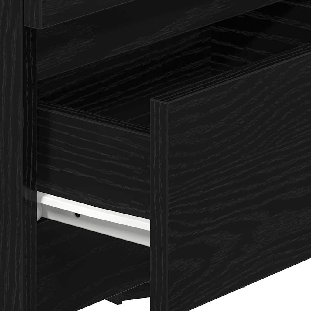 Tables de chevet (lot de 2) avec 2 tiroirs noires 40 x 33 x 60 cm - XIOS