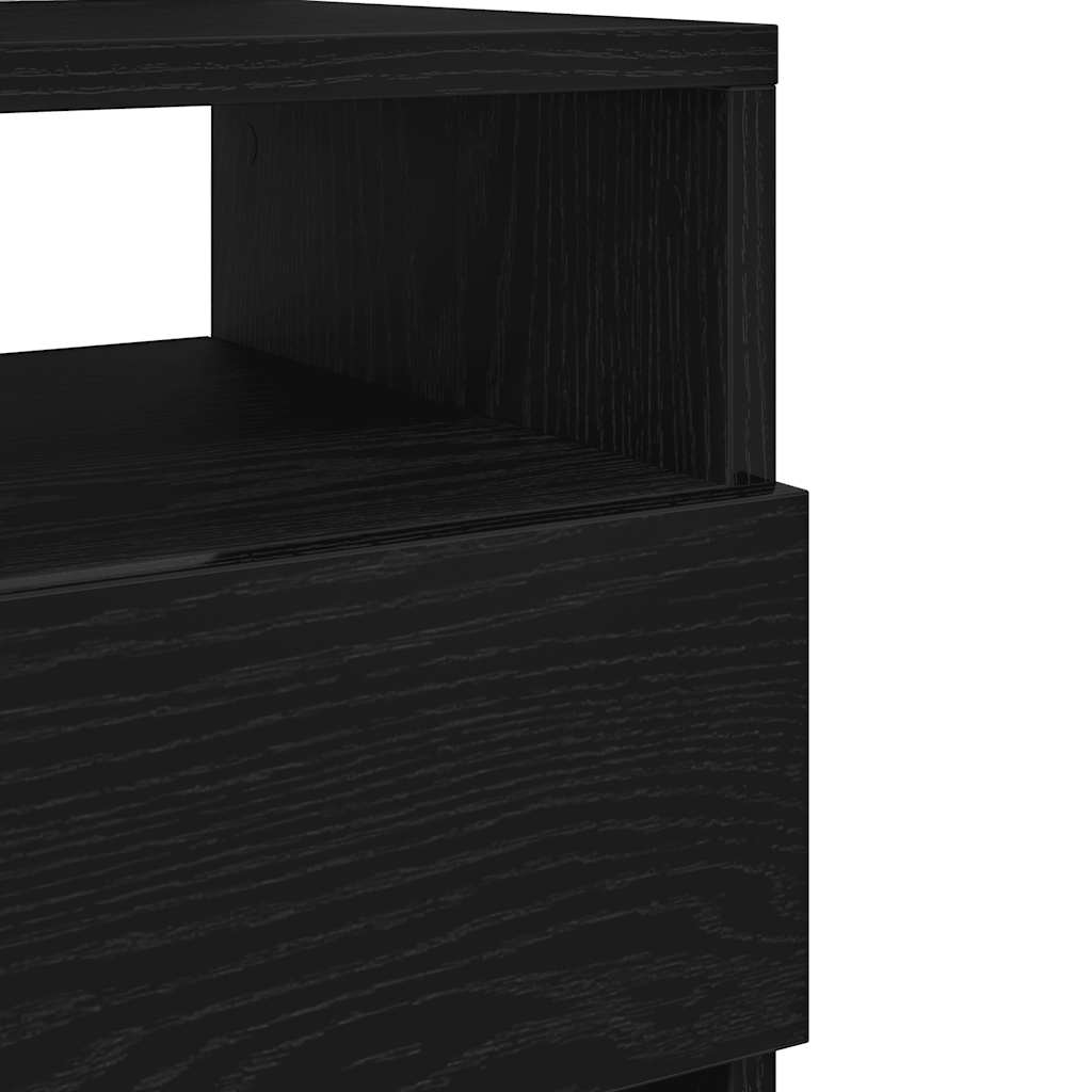 Tables de chevet (lot de 2) avec 2 tiroirs noires 40 x 33 x 60 cm - XIOS
