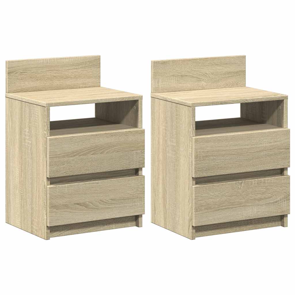 Tables de chevet 2 pcs avec 2 tiroirs Chêne Sonoma 40x33x60 cm - XIOS