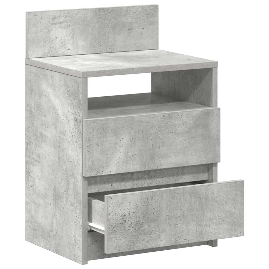 Table de chevet à 2 tiroirs Gris béton 40x33x60 cm - XIOS