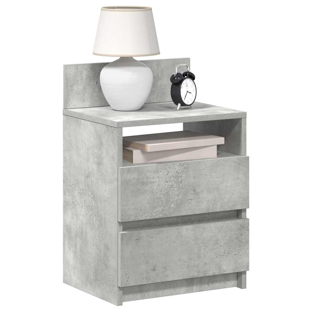 Table de chevet à 2 tiroirs Gris béton 40x33x60 cm - XIOS