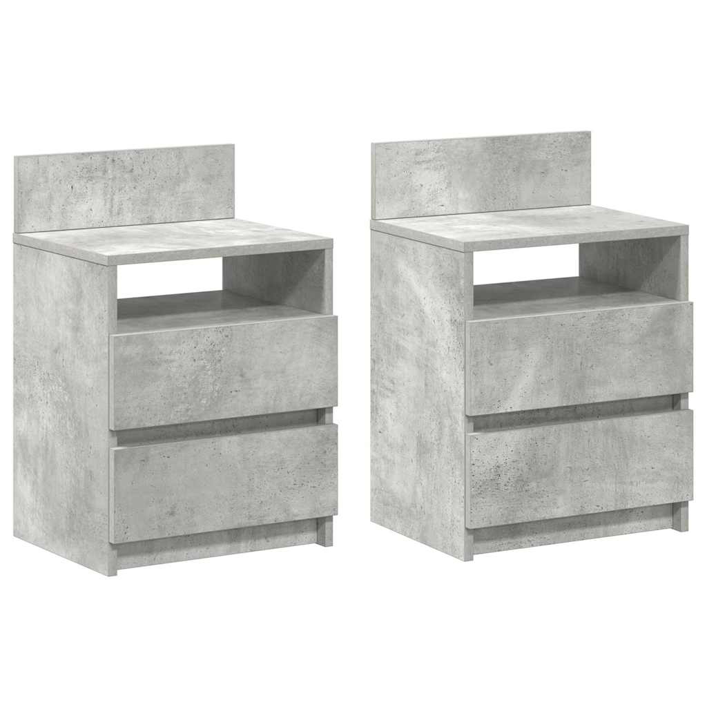 Tables de chevet (lot de 2) avec 2 tiroirs gris béton 40 x 33 x 60 cm - XIOS
