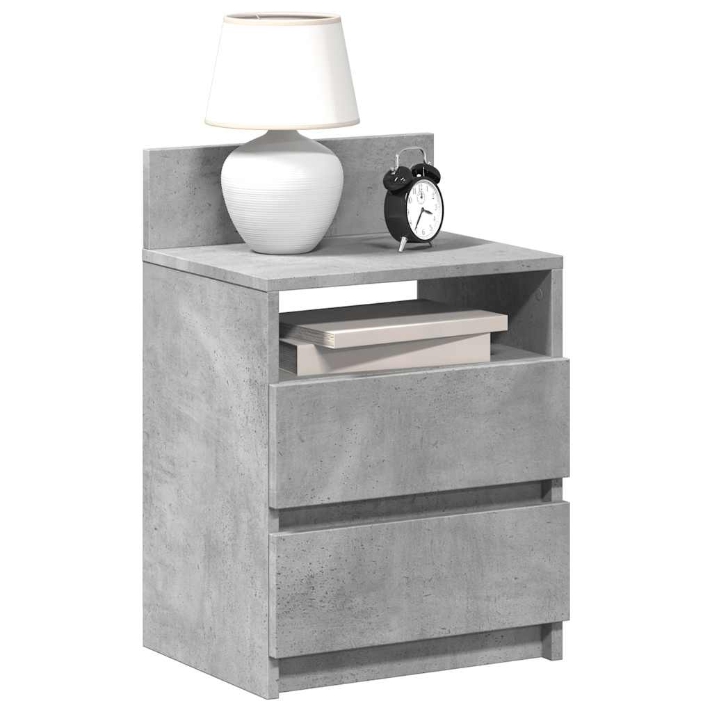 Tables de chevet (lot de 2) avec 2 tiroirs gris béton 40 x 33 x 60 cm - XIOS