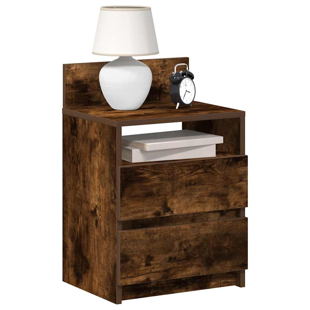 Tables de chevet 2 pcs avec 2 tiroirs chêne fumé 40x33x60 cm - XIOS