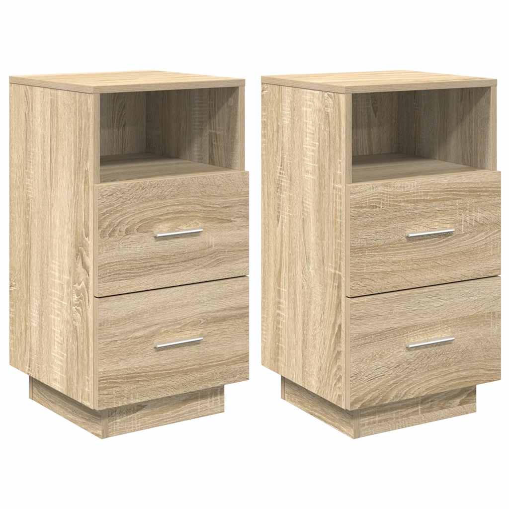 Tables de chevet 2 pcs avec 2 tiroirs chêne sonoma 36x36x68 cm - XIOS