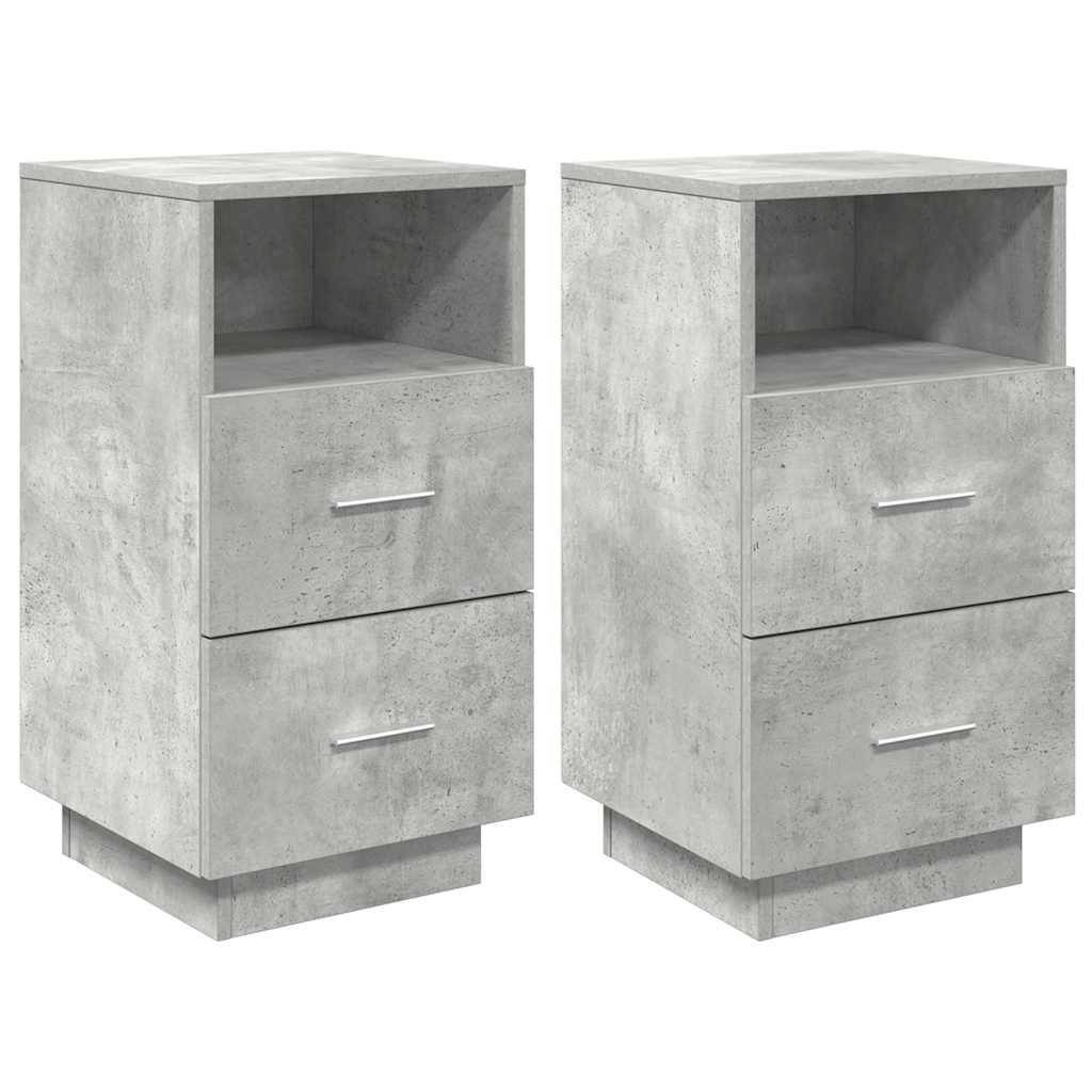 Tables de chevet 2 pcs avec 2 tiroirs gris béton 36x36x68 cm - XIOS