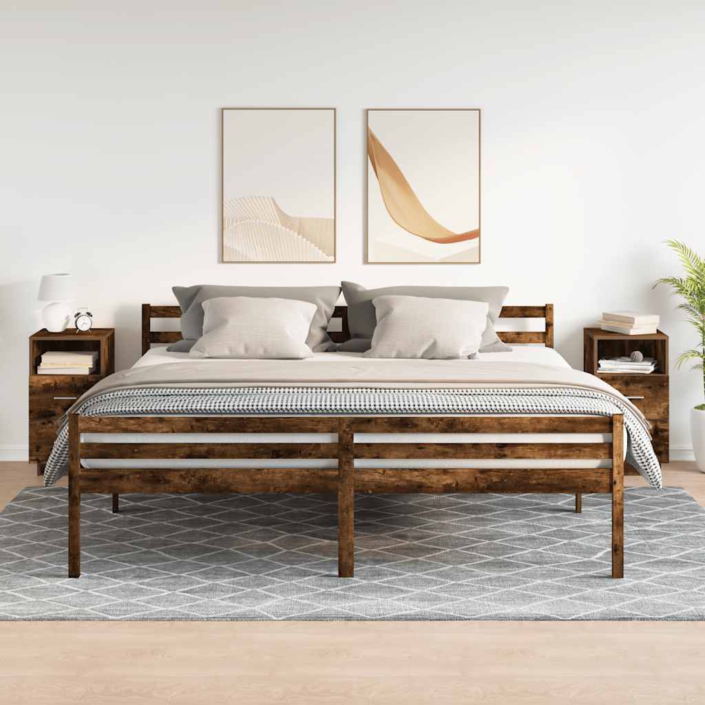 Tables de chevet 2 pcs avec 2 tiroirs chêne fumé 36x36x68 cm - XIOS