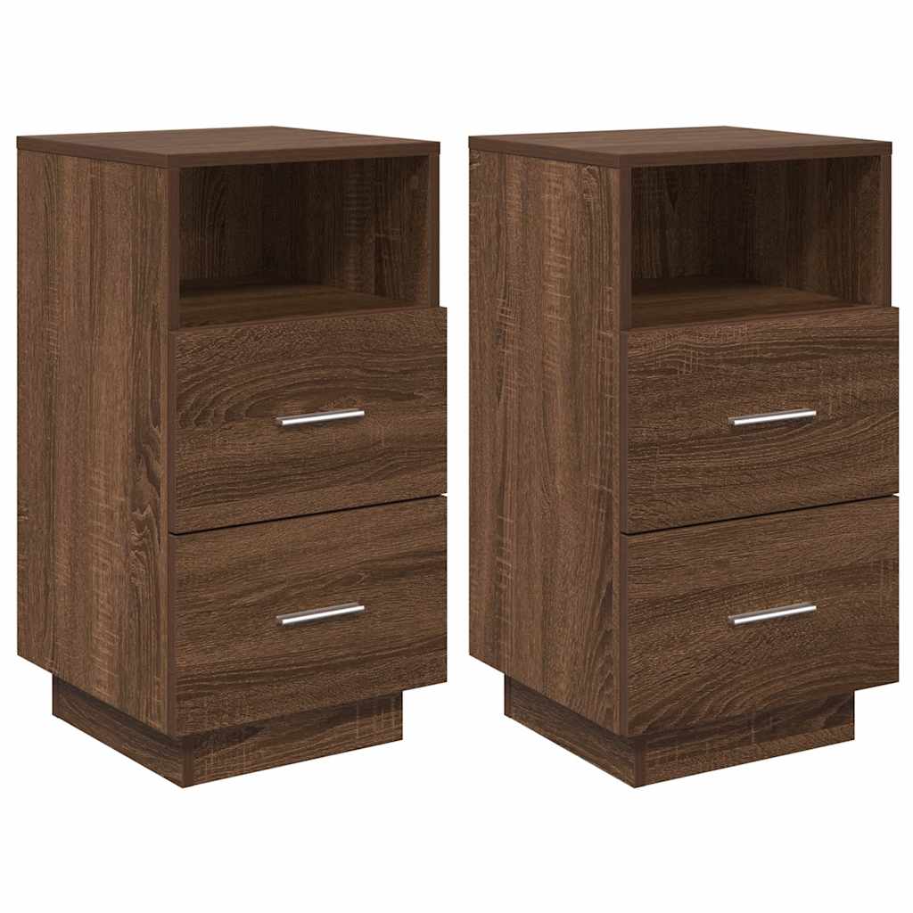Tables de chevet 2 pcs avec 2 tiroirs chêne marron 36x36x68 cm - XIOS