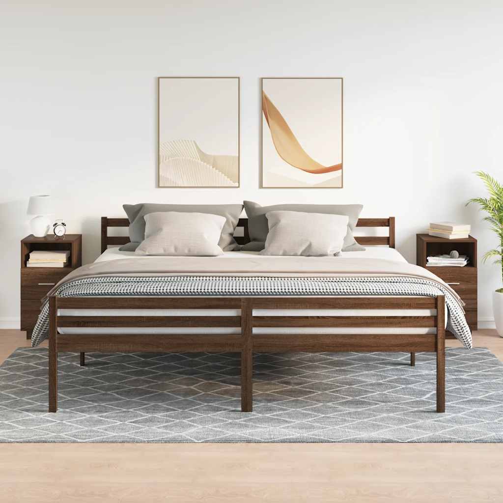 Tables de chevet 2 pcs avec 2 tiroirs chêne marron 36x36x68 cm - XIOS