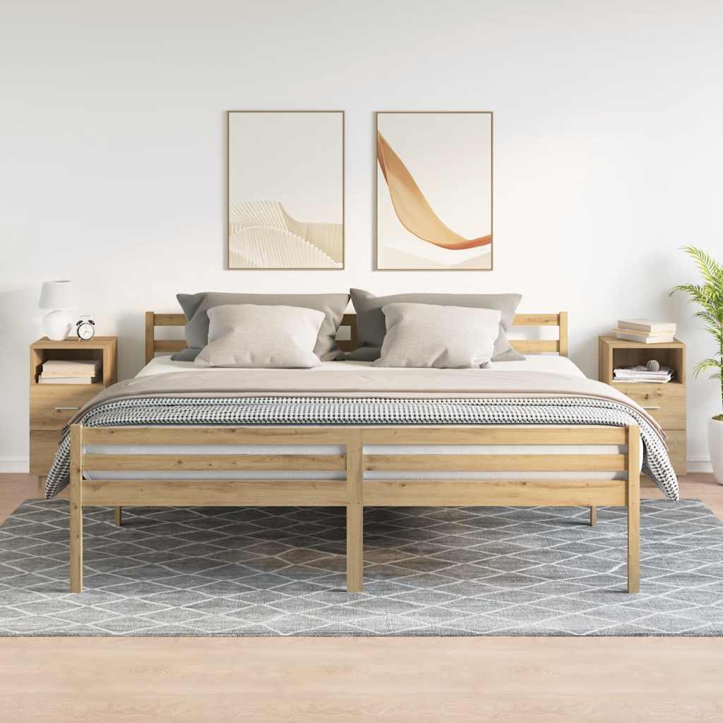 Tables de chevet 2 pcs et 2 tiroirs chêne artisanal 36x36x68 cm - XIOS