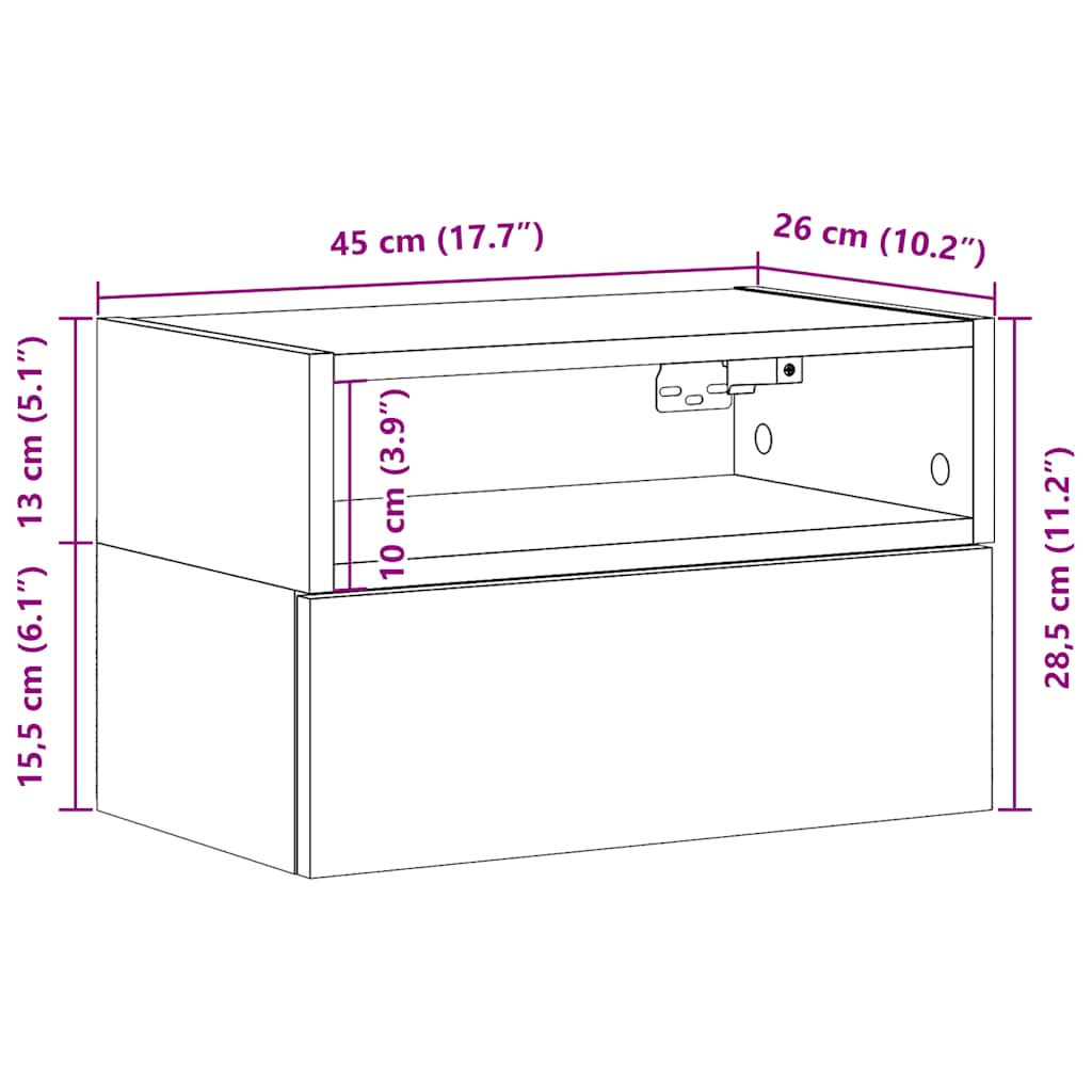 Tables de chevet murales 2 pcs chêne sonoma 45x26x28,5 cm - XIOS