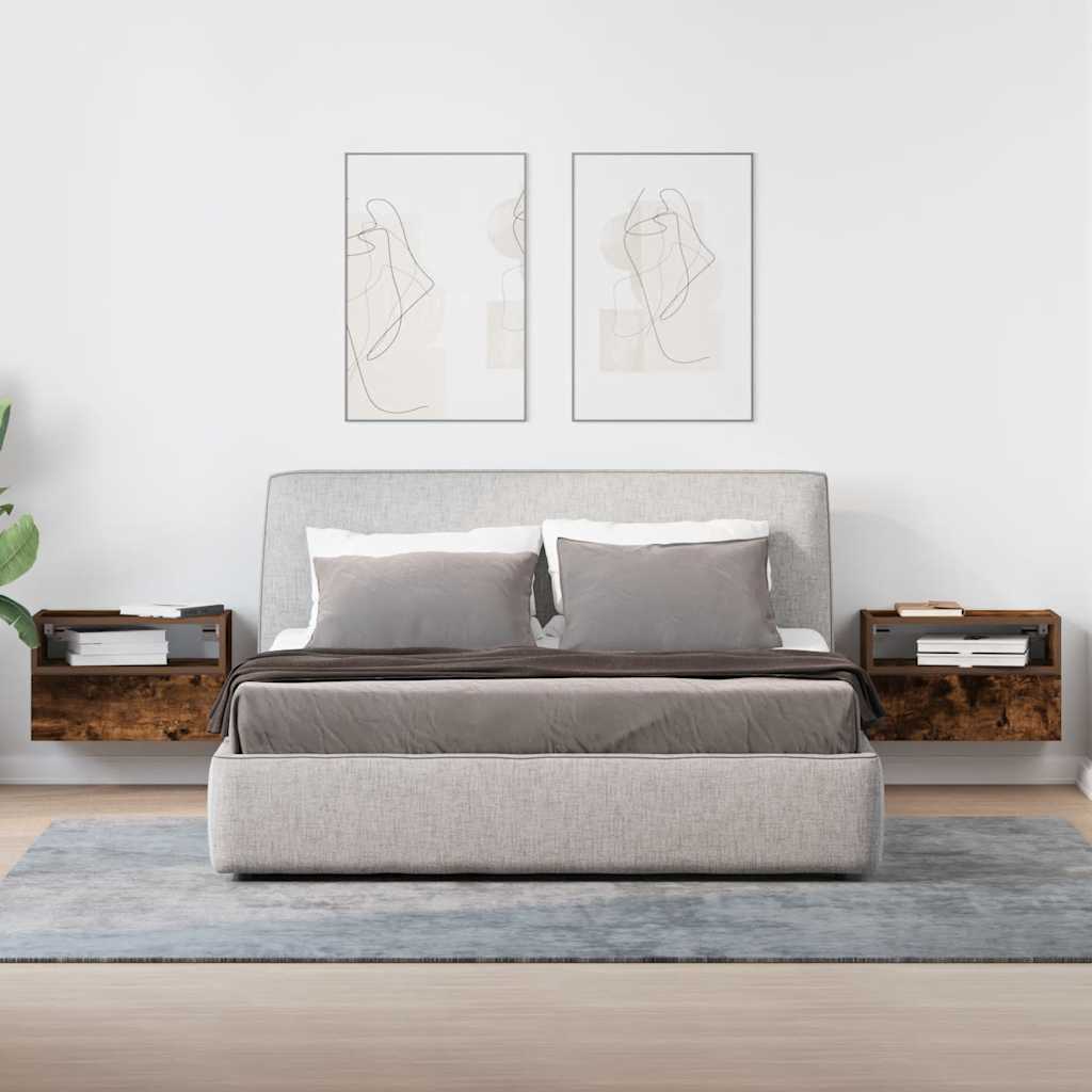 Tables de chevet murales 2 pcs Chêne fumé 45x26x28,5 cm - XIOS