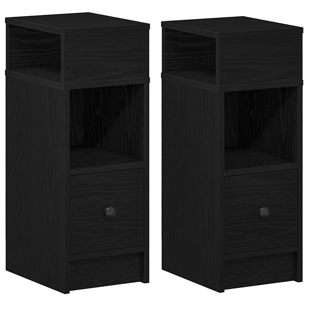 Tables de chevet 2 pcs avec tiroir noir 25x31x66 cm - XIOS