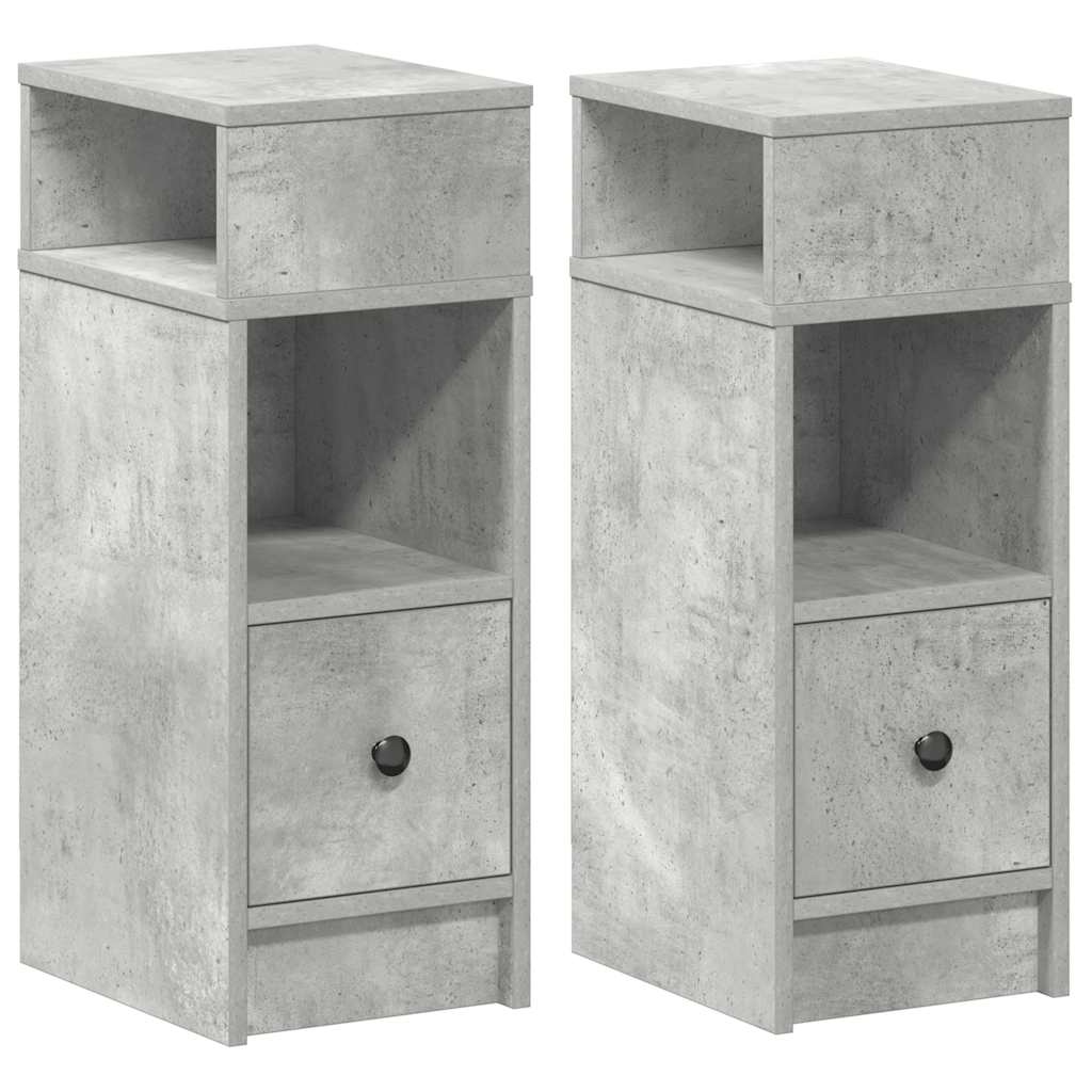 Tables de chevet 2 pcs avec tiroir gris béton 25x31x66 cm - XIOS