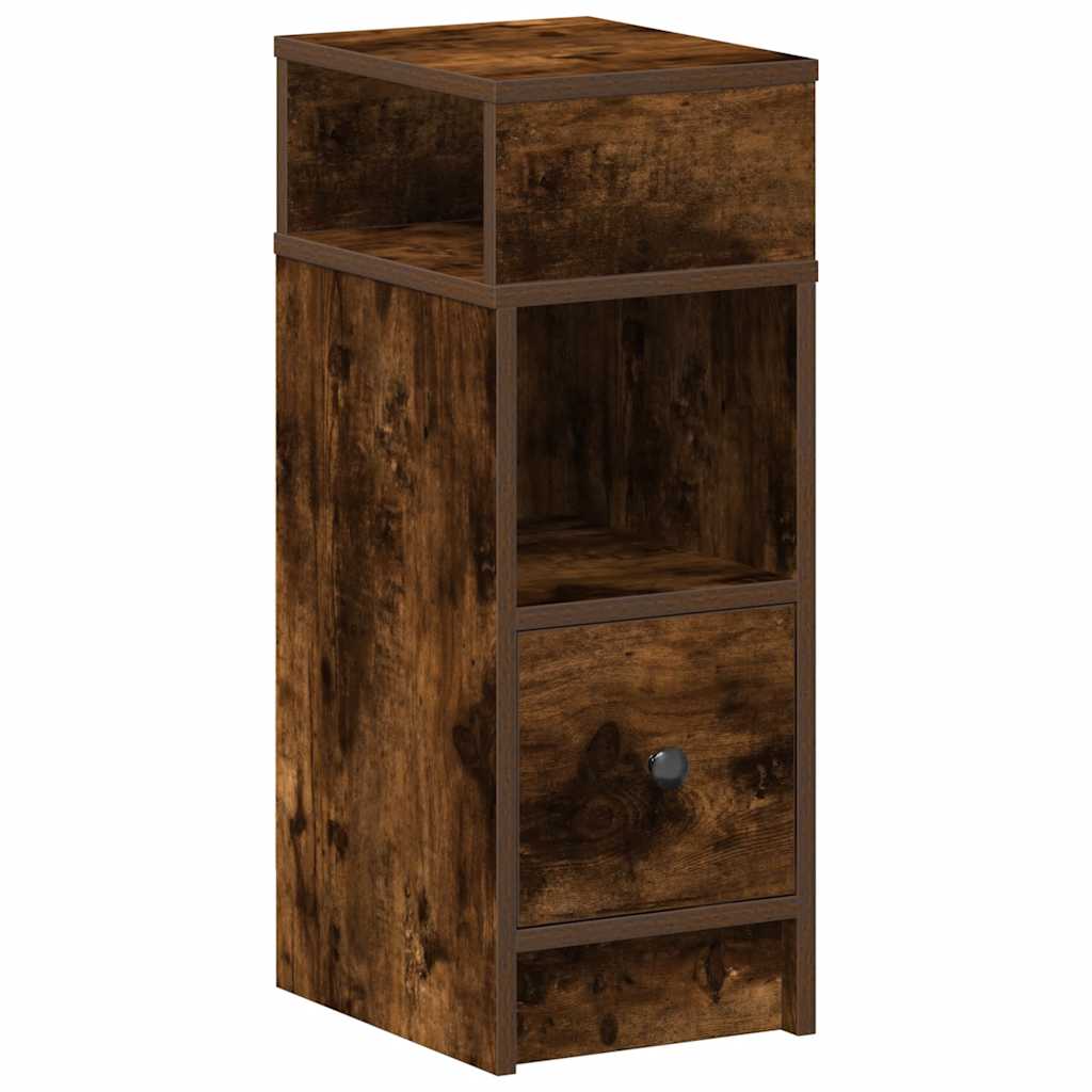 Tables de chevet 2 pcs avec tiroir chêne fumé 25x31x66 cm - XIOS