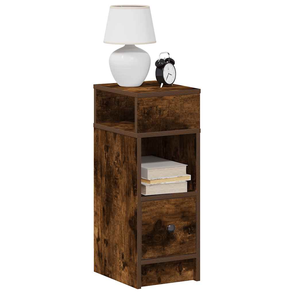 Tables de chevet 2 pcs avec tiroir chêne fumé 25x31x66 cm - XIOS