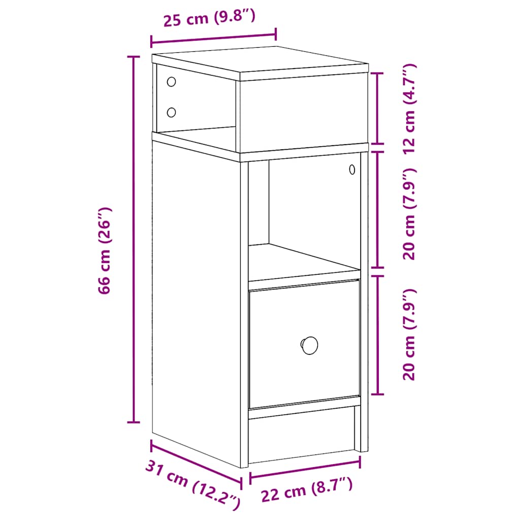 Tables de chevet 2 pcs avec tiroir bois ancien 25 x 31 x 66 cm - XIOS