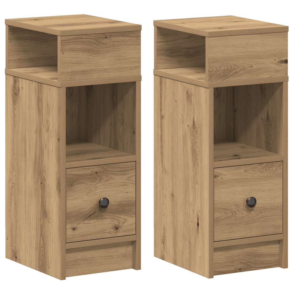 Tables de chevet 2 pcs avec tiroir chêne artisanal 25 x 31 x 66 cm - XIOS