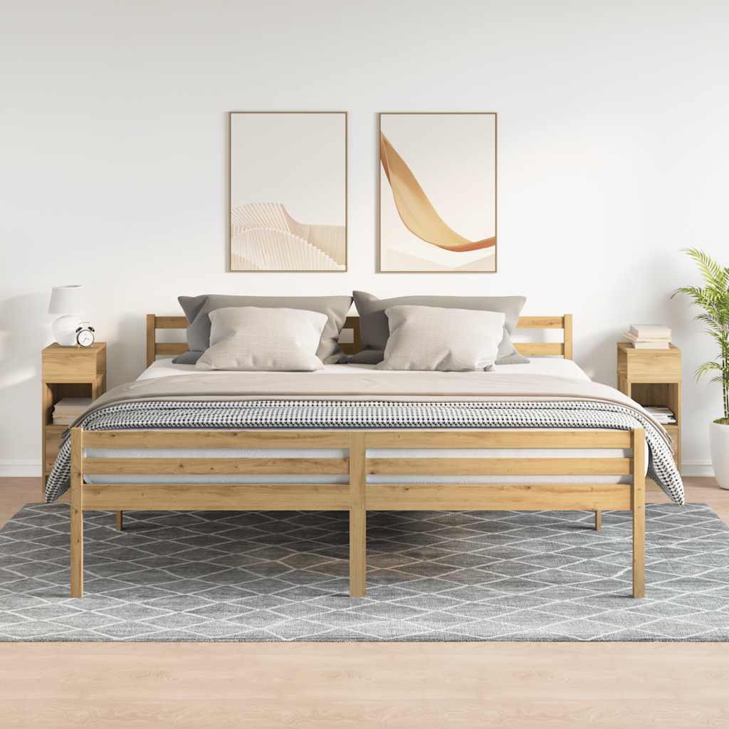 Tables de chevet 2 pcs avec tiroir chêne artisanal 25 x 31 x 66 cm - XIOS