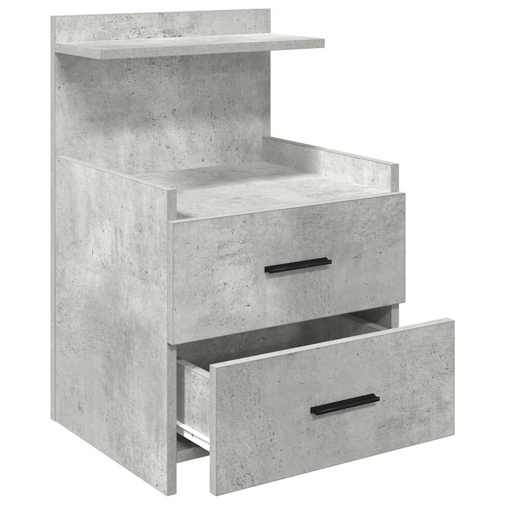 Table de chevet avec 2 tiroirs Gris béton 40 x 36,5 x 62 cm
