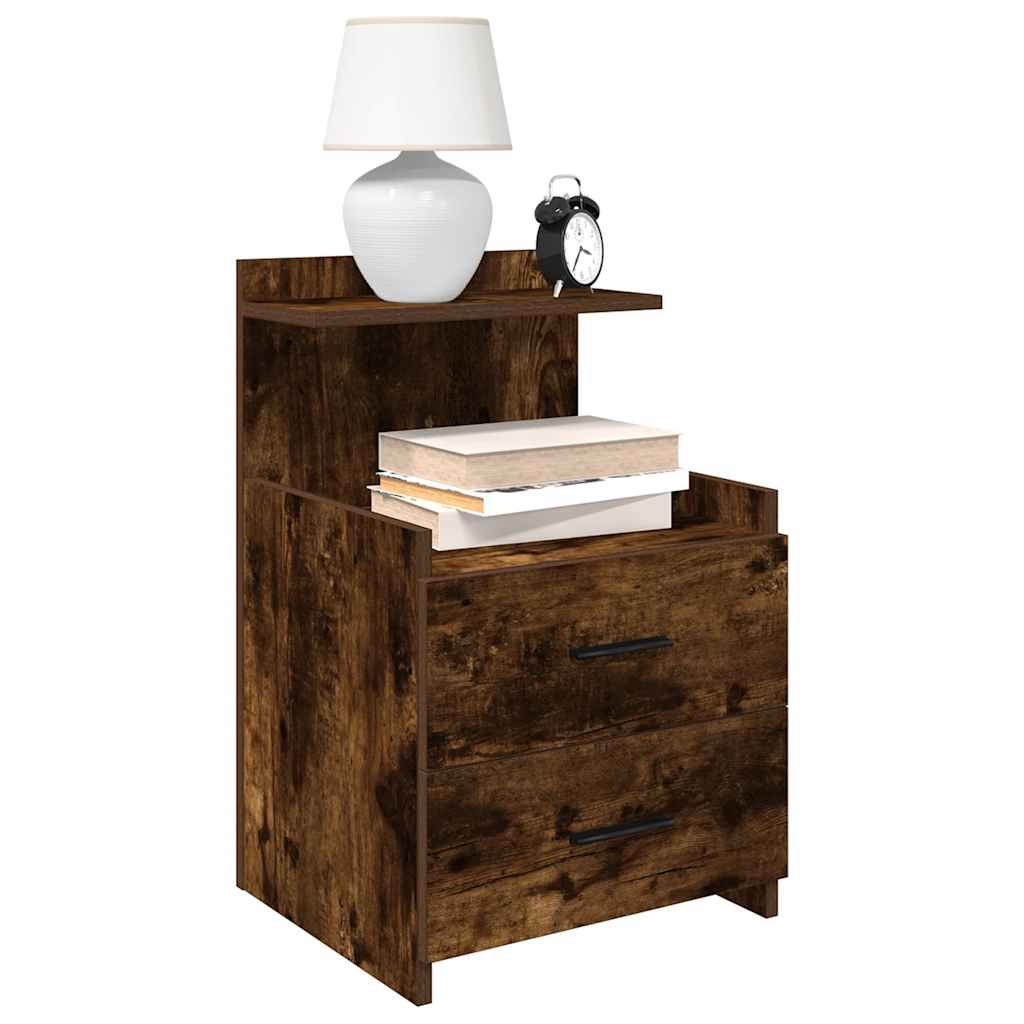 Tables de chevet 2 pièces avec 2 tiroirs Chêne fumé 40 x 36,5 x 62 cm - XIOS