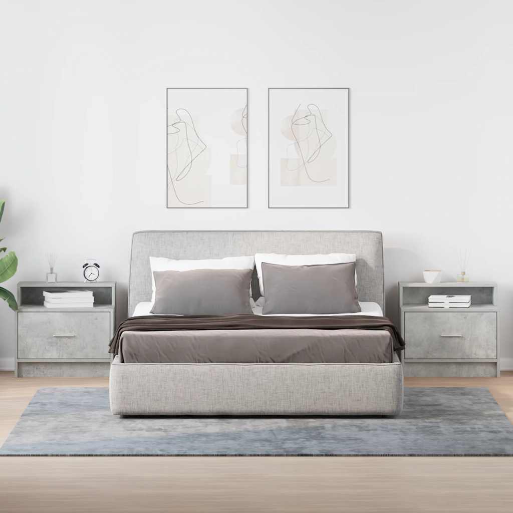 Tables de chevet avec tiroir 2 pcs gris béton 51x31x47 cm - XIOS